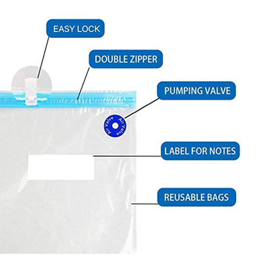Reusable Vacuum Zipper Bags for Sous Vide Cooking Food Storage Bags with valve