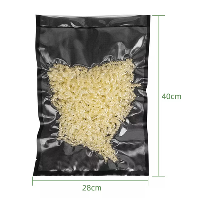 Vacuum Commercial Grade Barrier Black Nylon Pouch Embossed Plastic Zipper