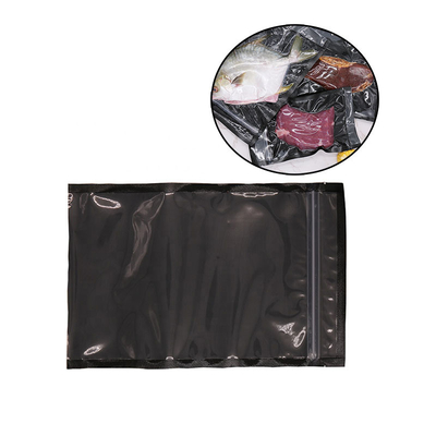 SGS Fresh Food Black Zipper Vcuum Bags 5mm Food Packaging Vacuum Pouches