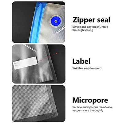 Reusable Vacuum Zipper Bags for Sous Vide Cooking Food Storage Bags with valve