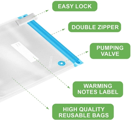 Vacuum Valve Bag Reusable Sealed Food Vacuum Sous Vide Bag with Zipper