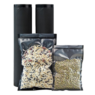 Food Grade Precut Vacuum Pack Rolls Black / Clear Ziplock Vacuum Seal Storage Rolls