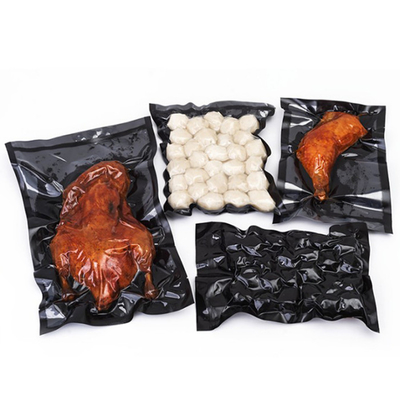 Custom Print Vacuum Resealable Zipper Bag Black Back Clear Front Nylon Pouch