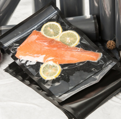 Plastic Clear Textured Black Vacuum Seal Bags 4 MIL Thickness