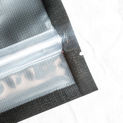 Plastic Clear Textured Black Vacuum Seal Bags 4 MIL Thickness