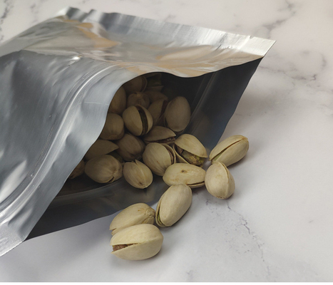 Silver Aluminium Foil Food Save Mylar Metallic Resealable Foil Zipper Lock Pouches