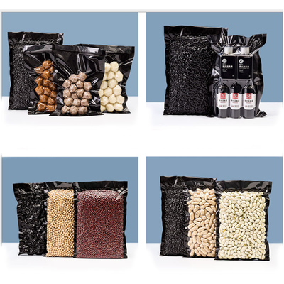 Vacuum Commercial Grade Barrier Black Nylon Pouch Embossed Plastic Zipper